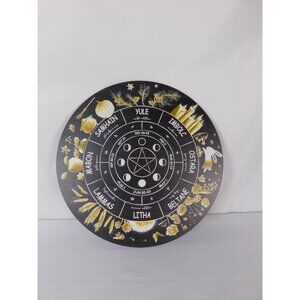 Wheel Of The Year Sabbat Wall Plaque Pentacle Moon Phases Wicca Altar Decor
